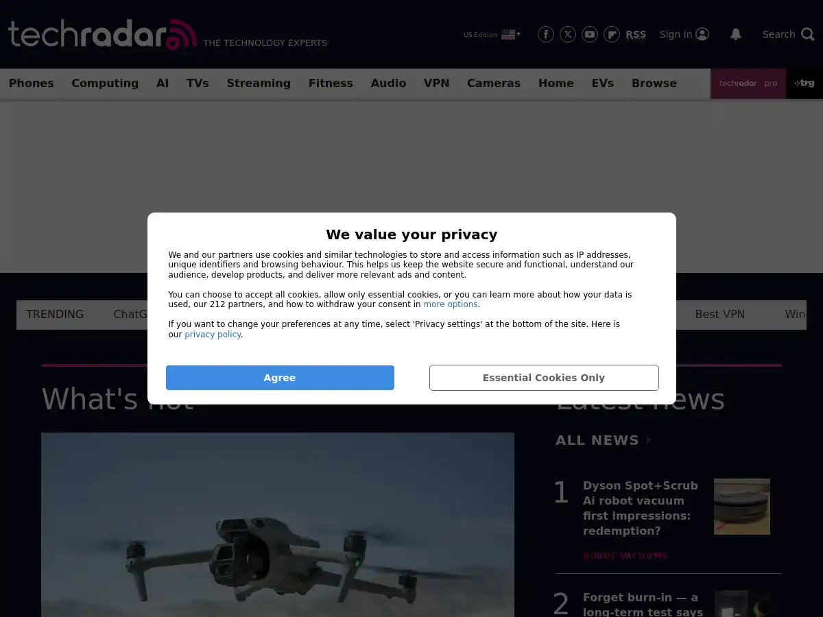 TechRadar screenshot