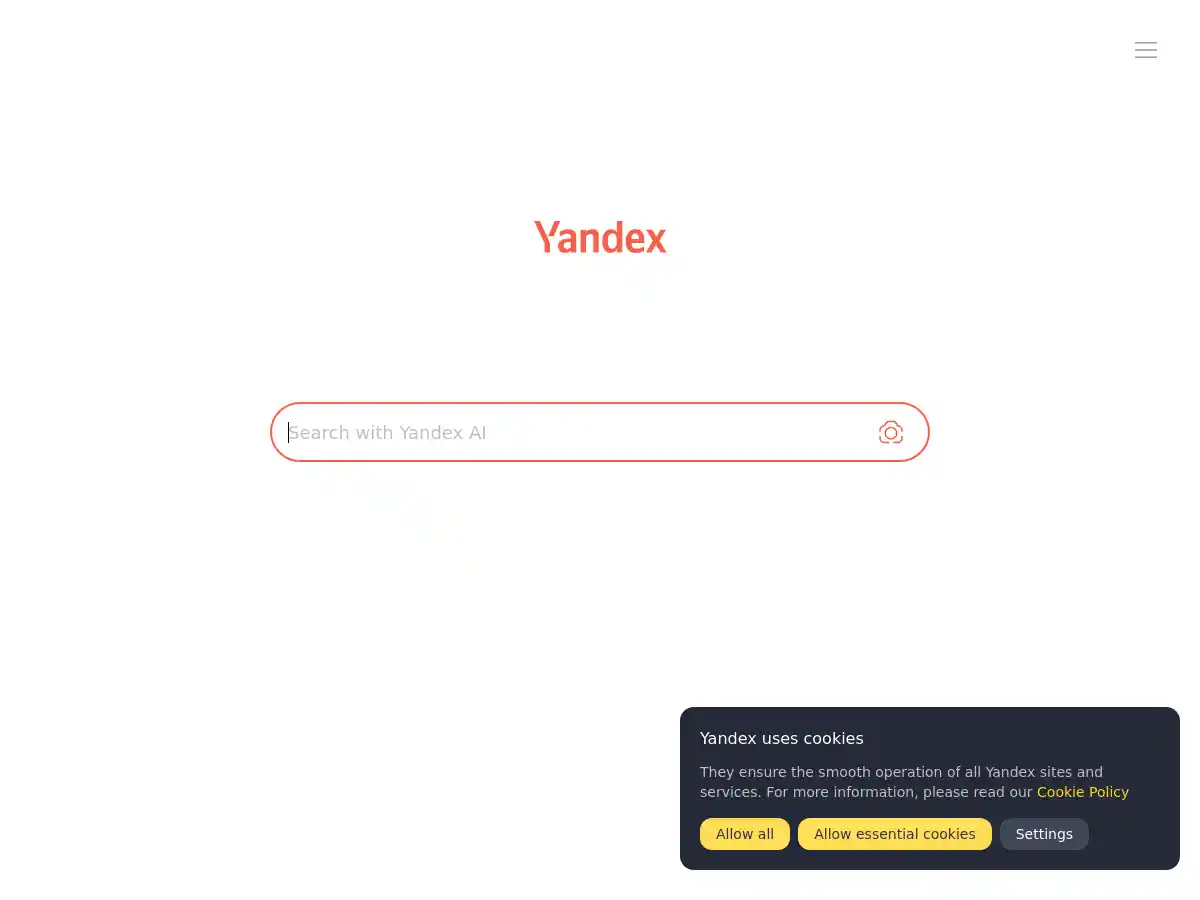 Yandex screenshot