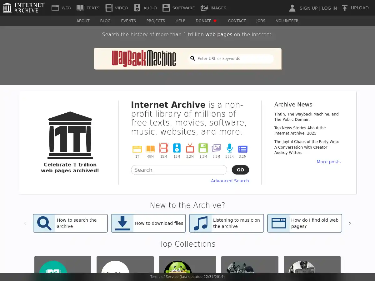 Internet Archive screenshot