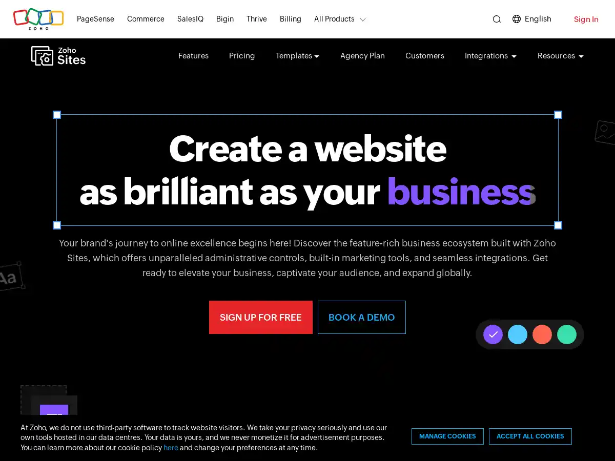 Zoho Sites screenshot