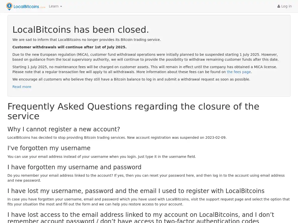 LocalBitcoins screenshot