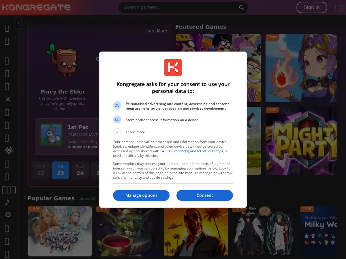 Kongregate screenshot