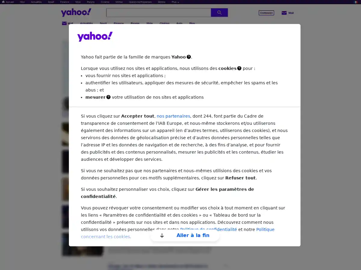 Yahoo screenshot