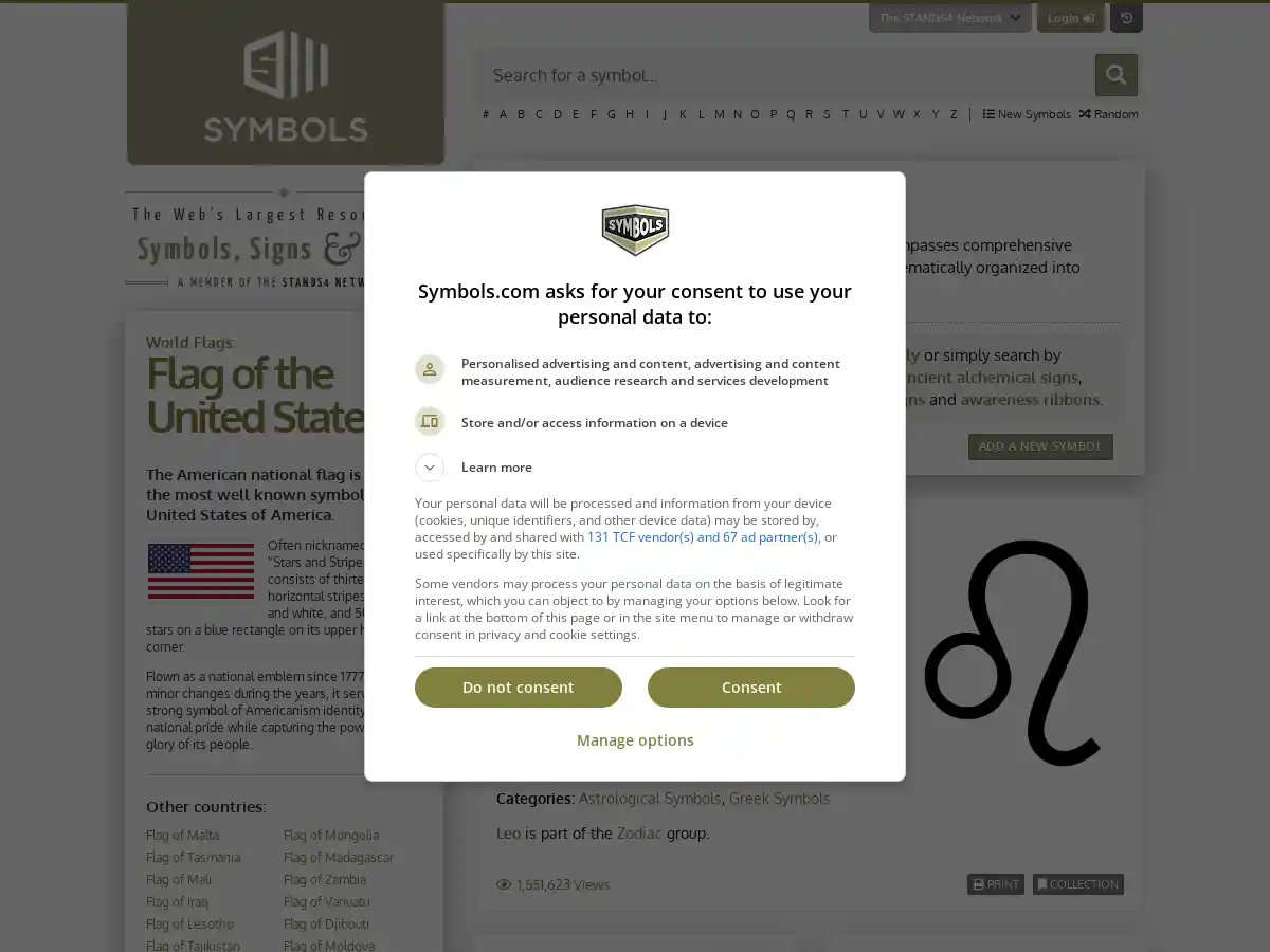 Symbols.com screenshot
