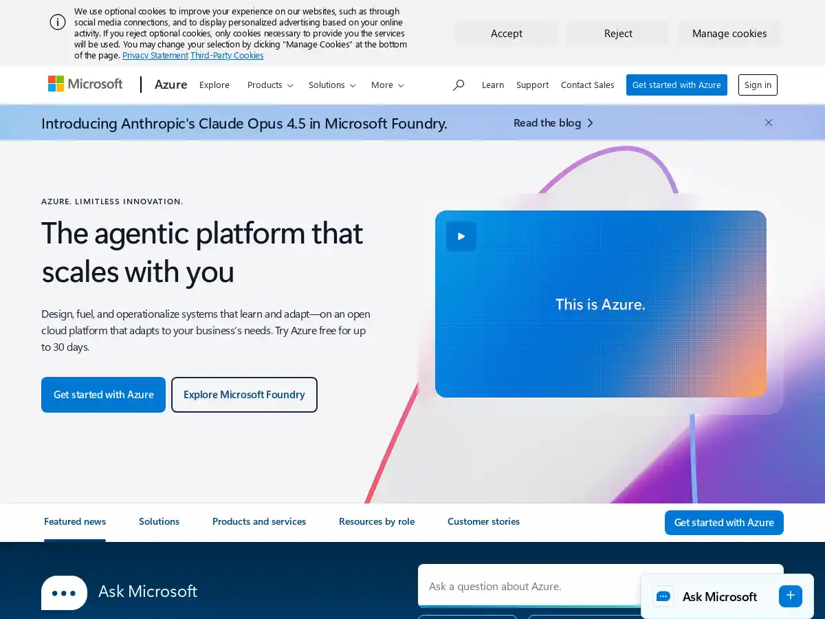 Microsoft Azure screenshot