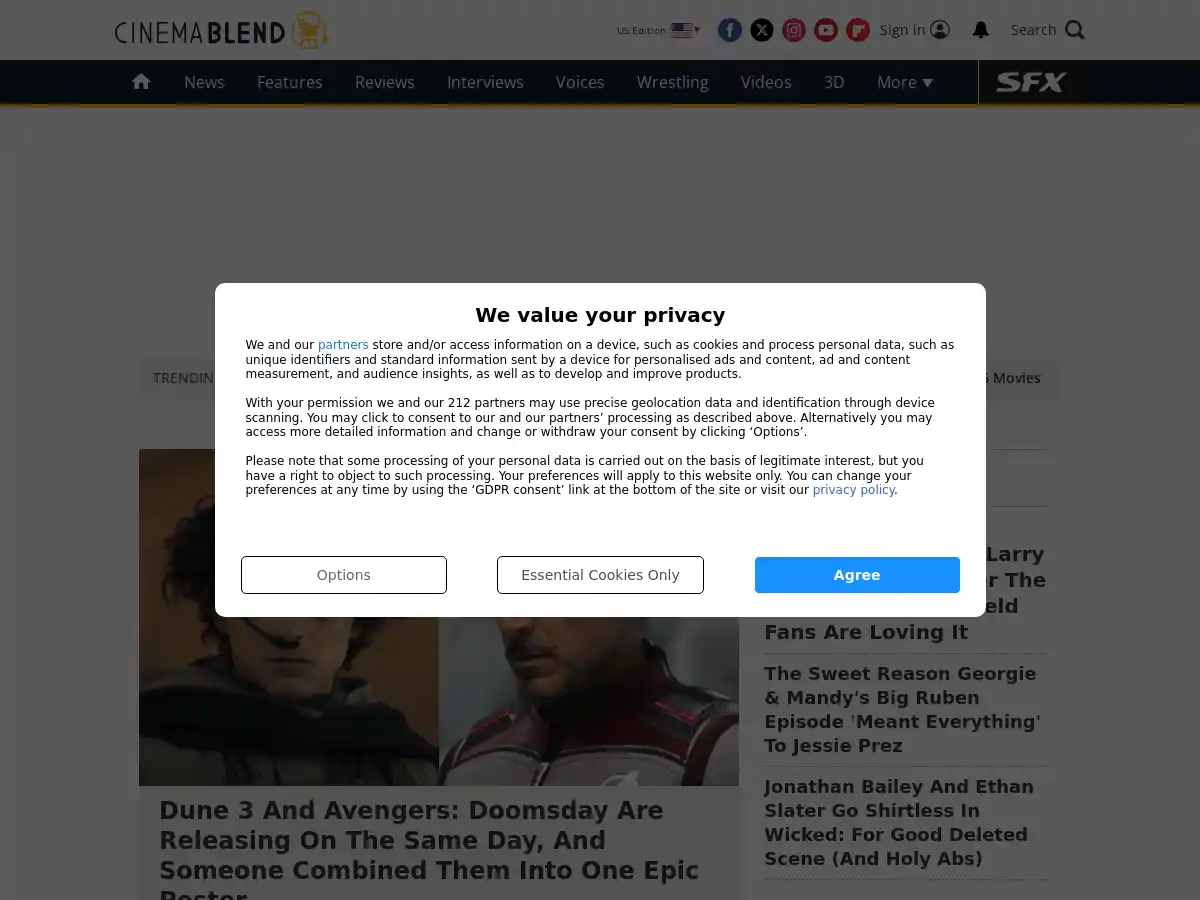 CinemaBlend screenshot