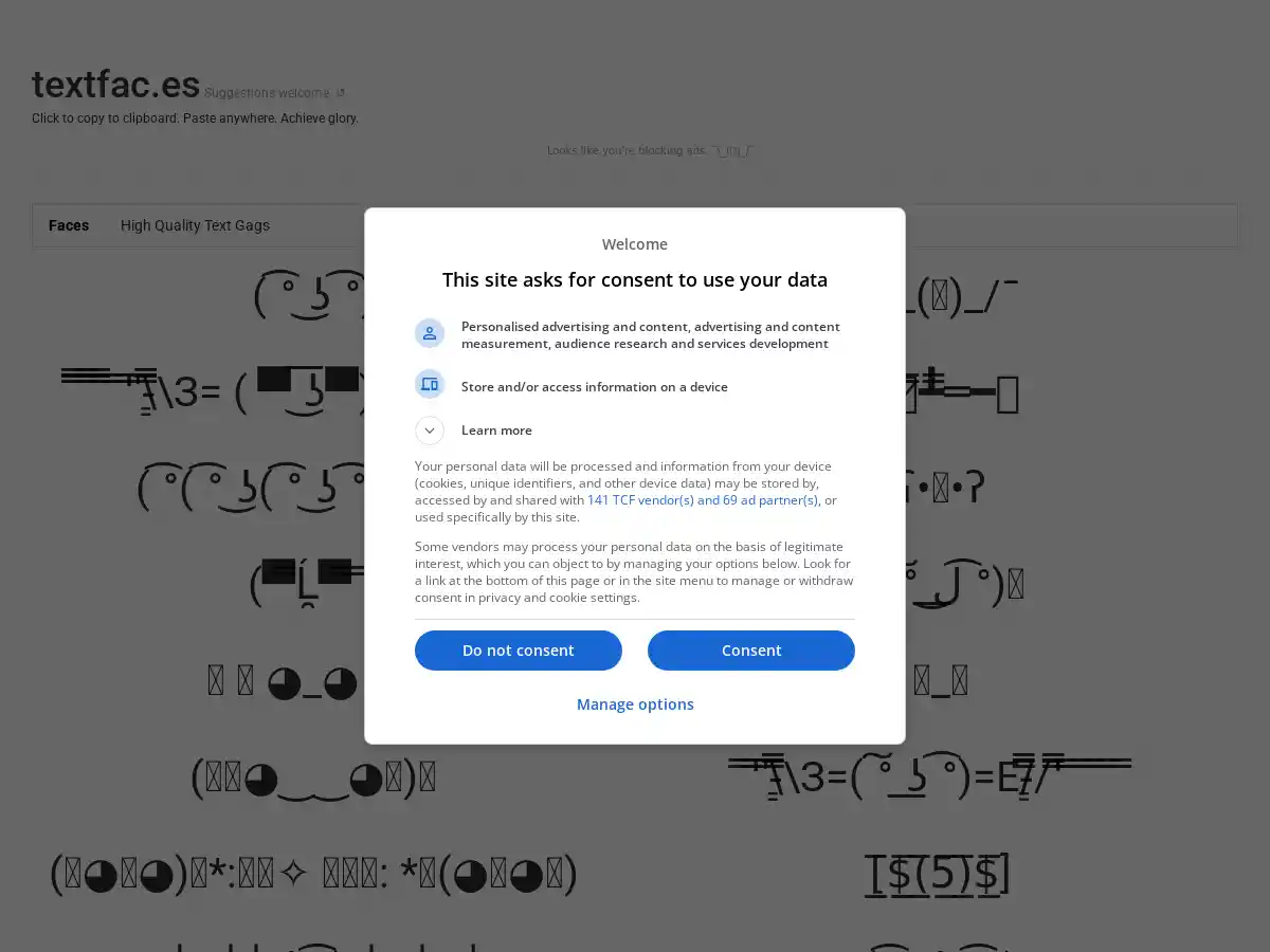TextFaces screenshot