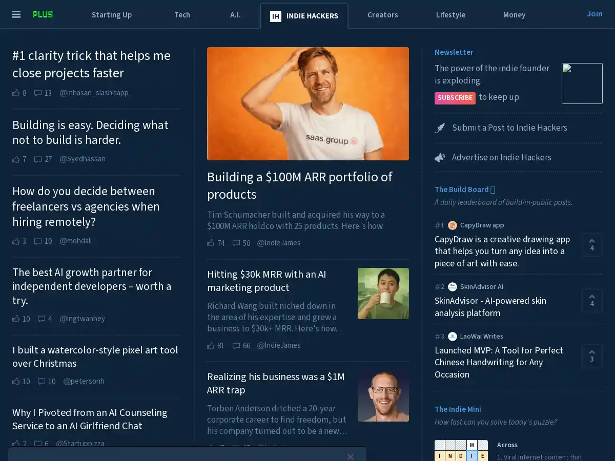 Indie Hackers screenshot