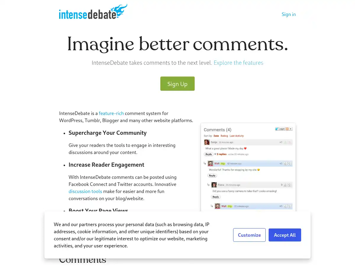 IntenseDebate screenshot