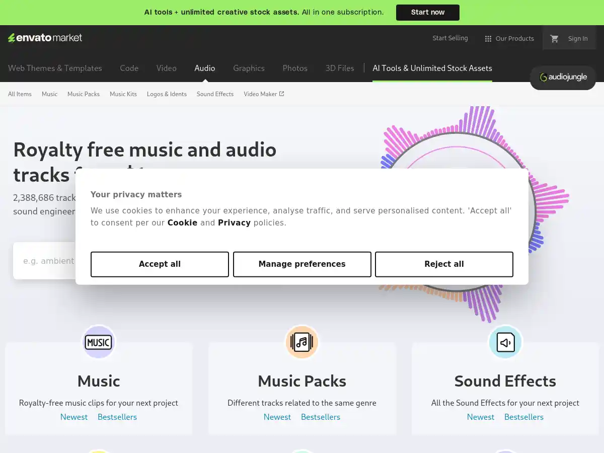 AudioJungle screenshot