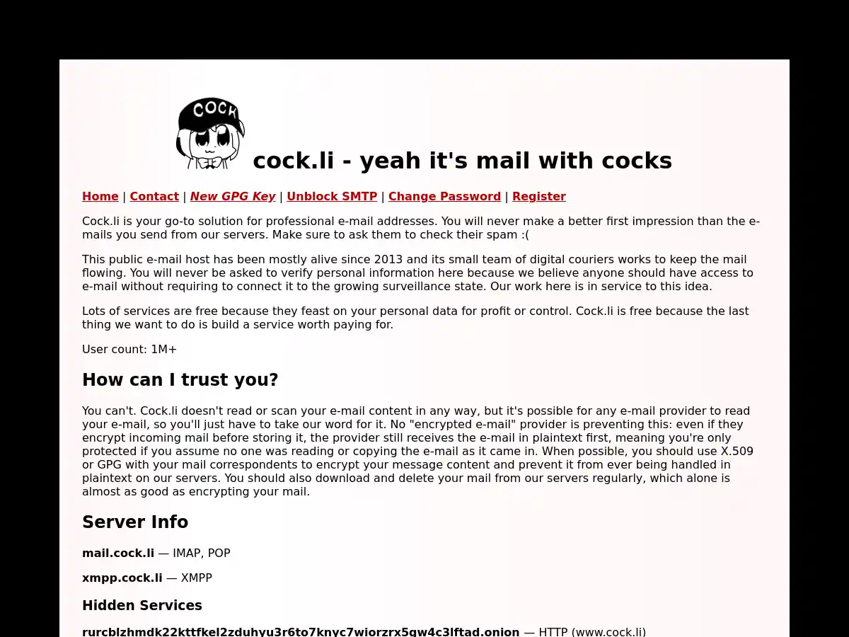 Cock.li screenshot