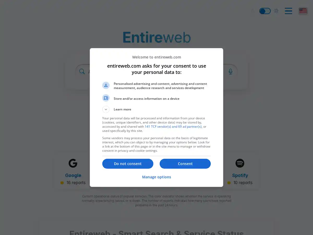 Entireweb screenshot