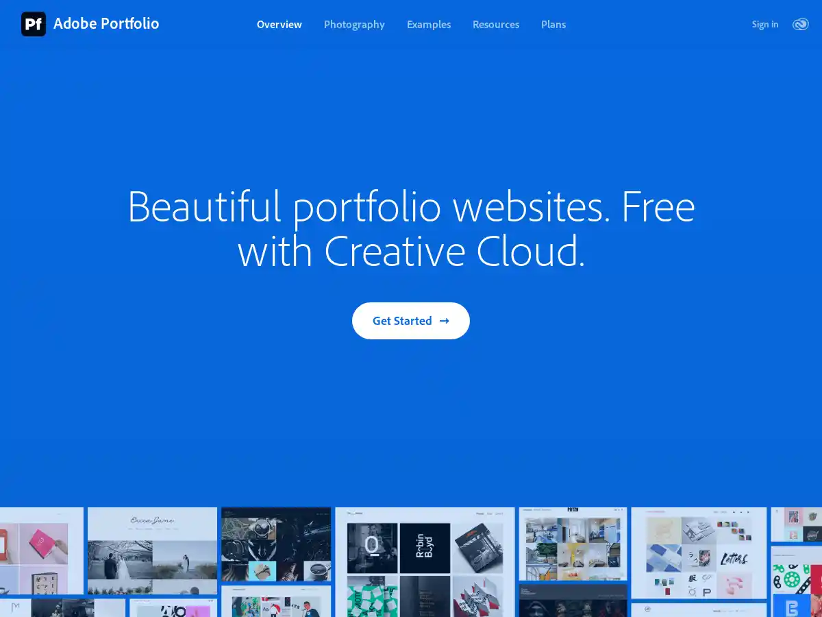 Adobe Portfolio screenshot