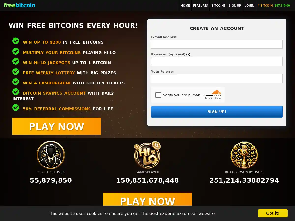 FreeBitco.in screenshot