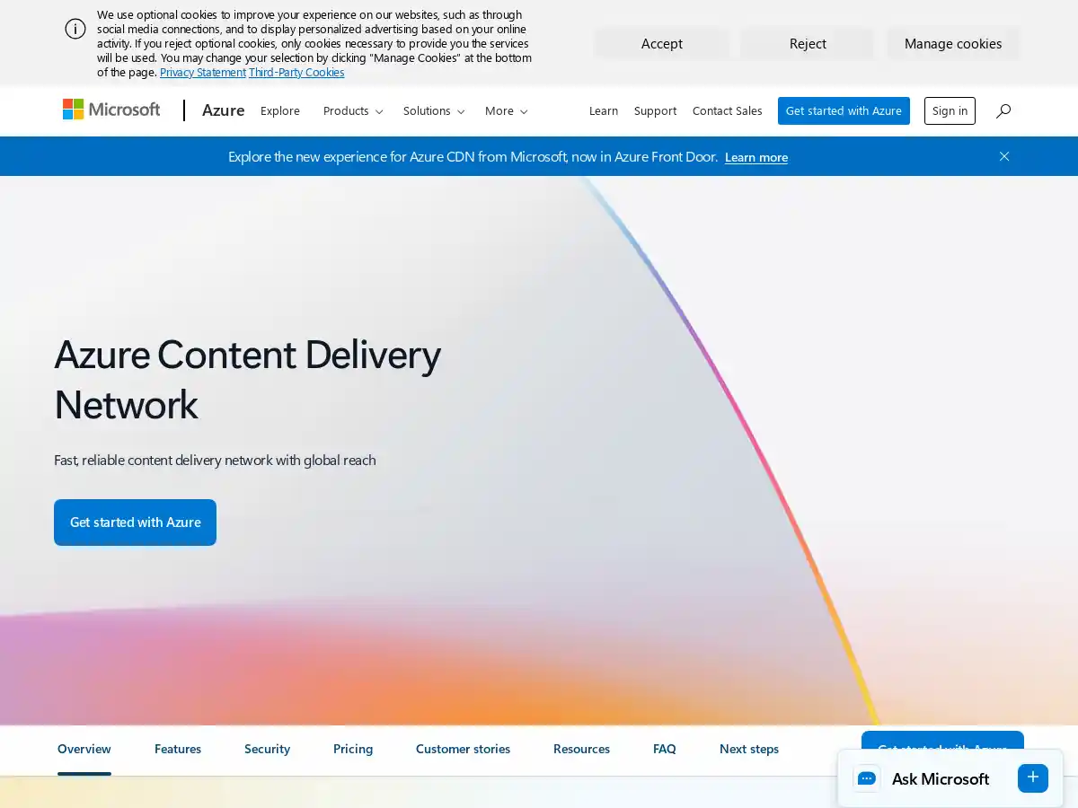 Azure CDN screenshot