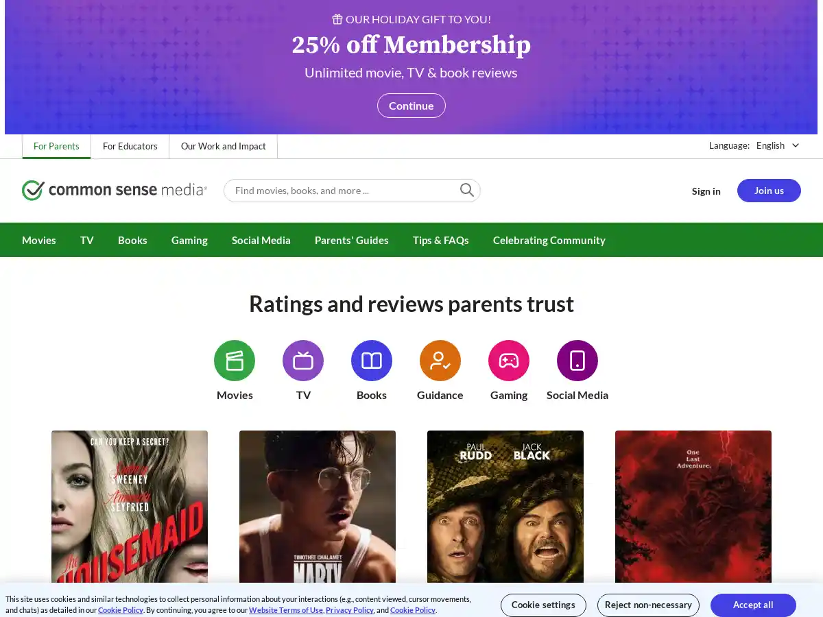 Common Sense Media screenshot